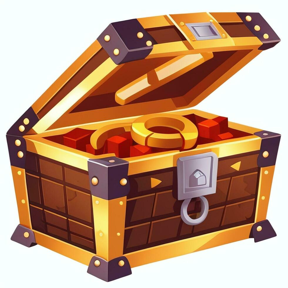 AI generated Treasure Box Game Icon Clip Art Sticker Decoration Simple Background photo