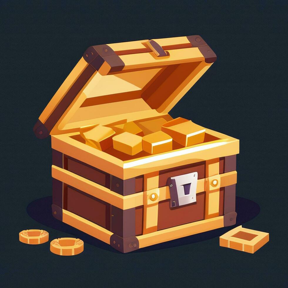 AI generated Treasure Box Game Icon Clip Art Sticker Decoration Simple Background photo