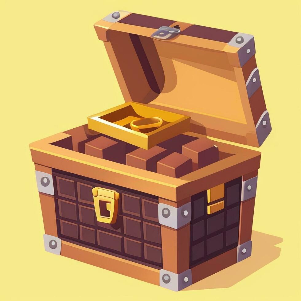 AI generated Treasure Box Game Icon Clip Art Sticker Decoration Simple Background photo
