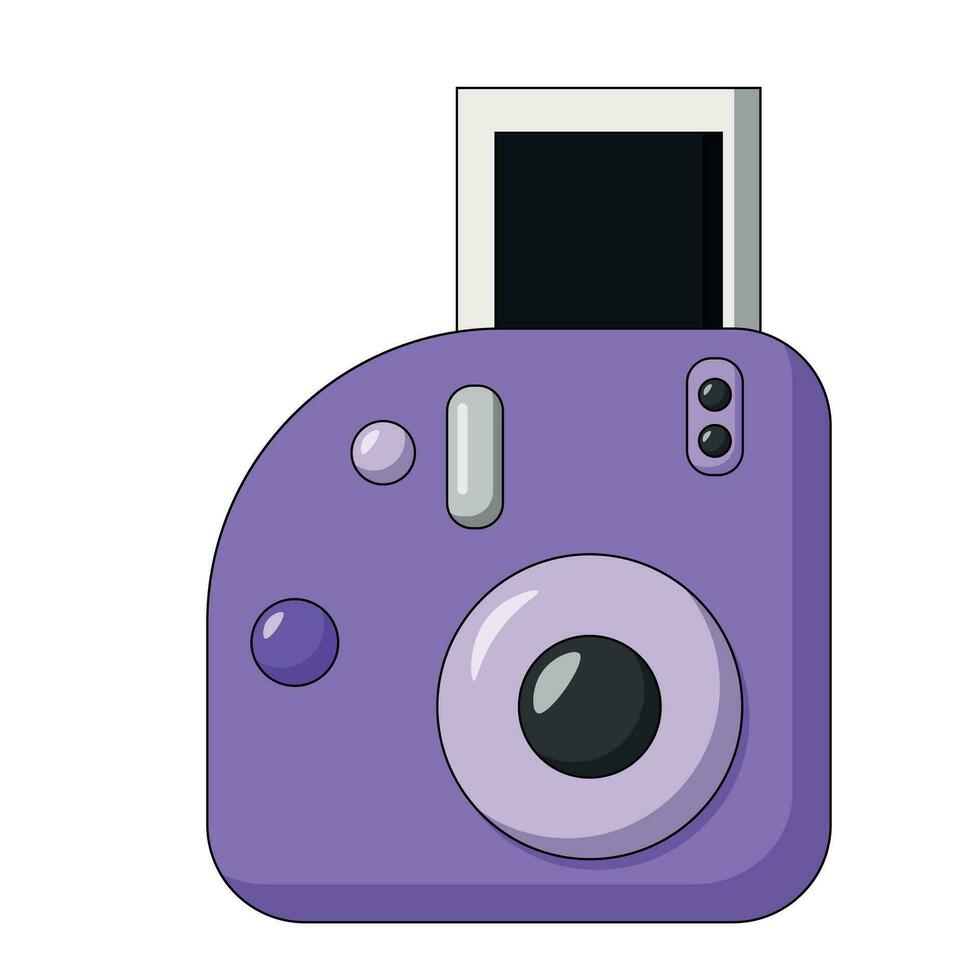 Cartoon instant vintage camera in color vector