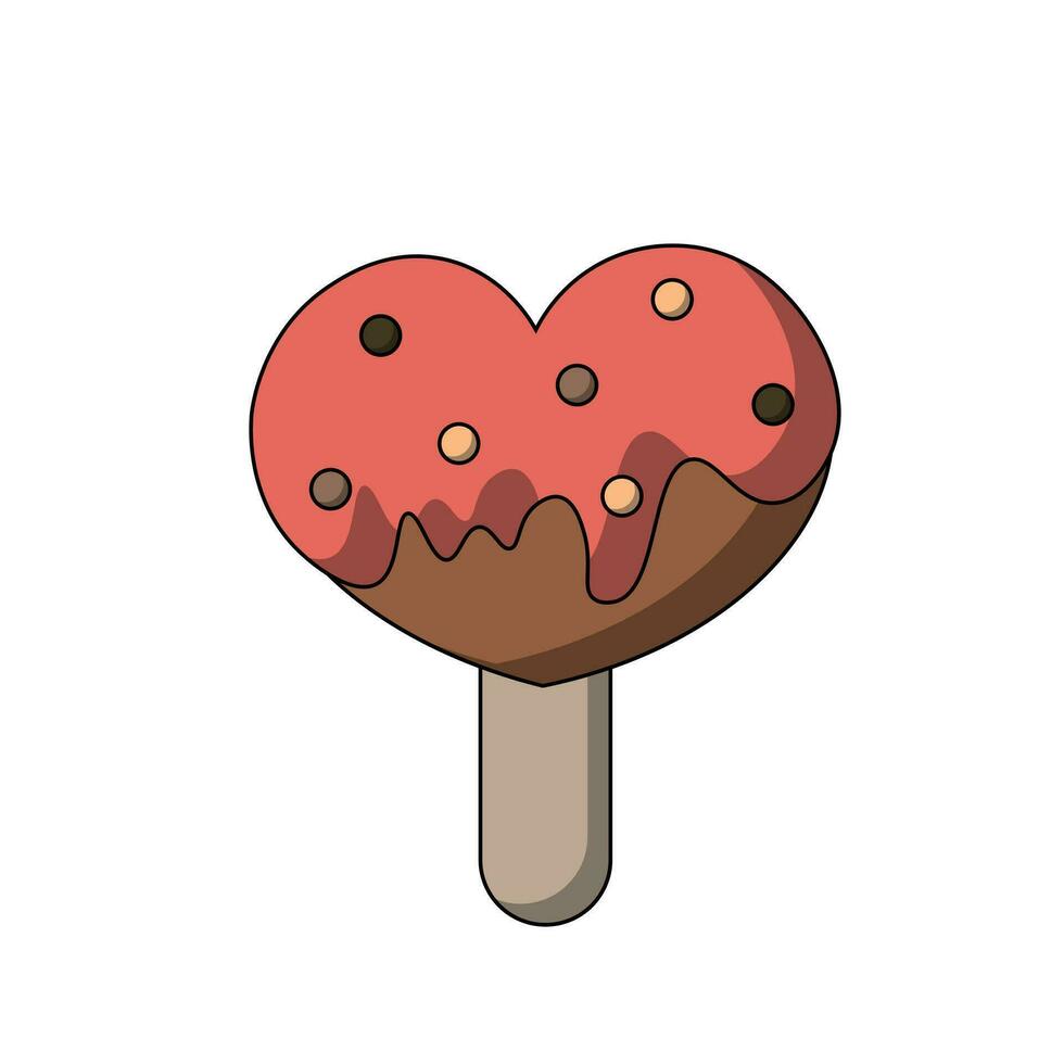 Ice Cream on stick shaped Heart in color vector