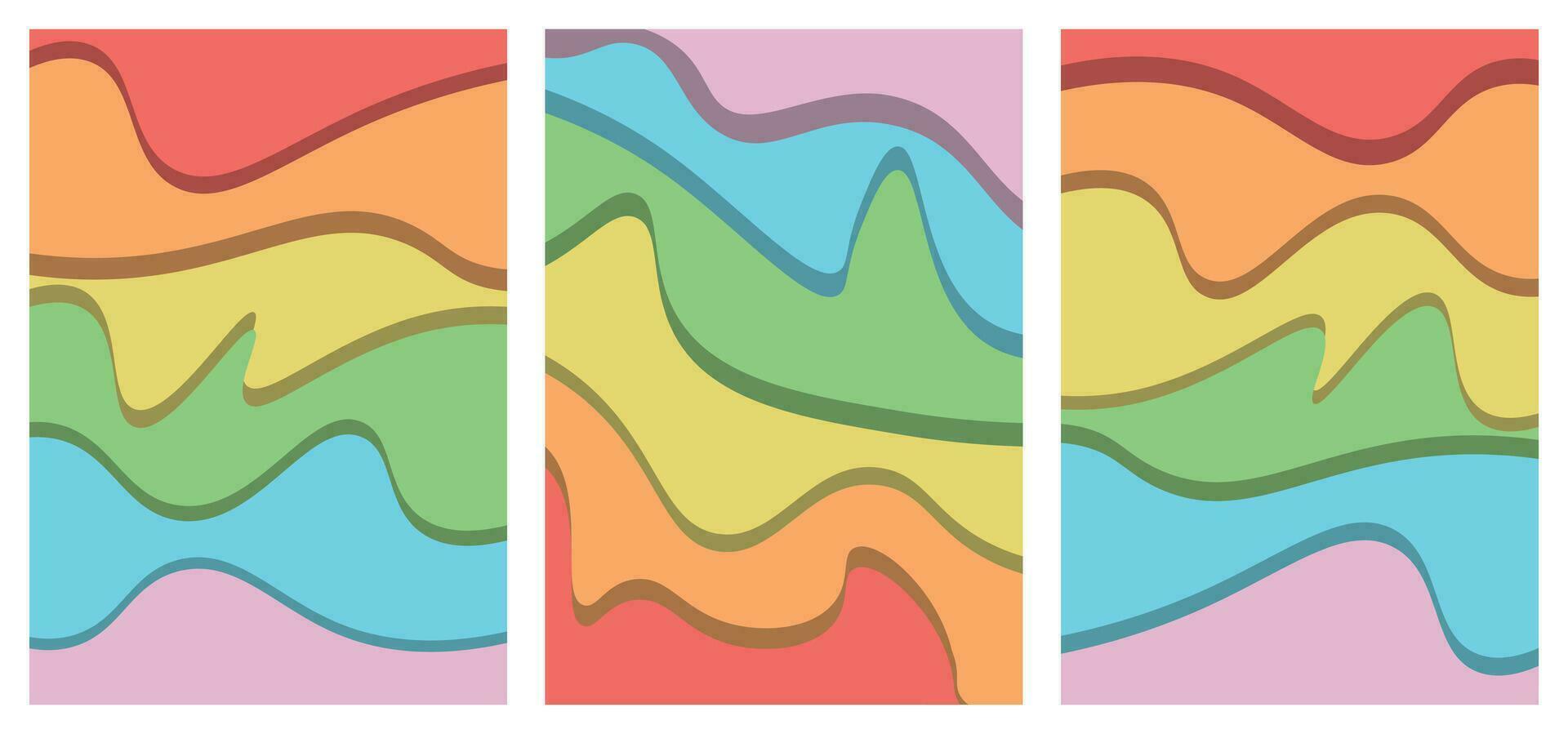 Set abstract rainbow background with effect paper cutout vector
