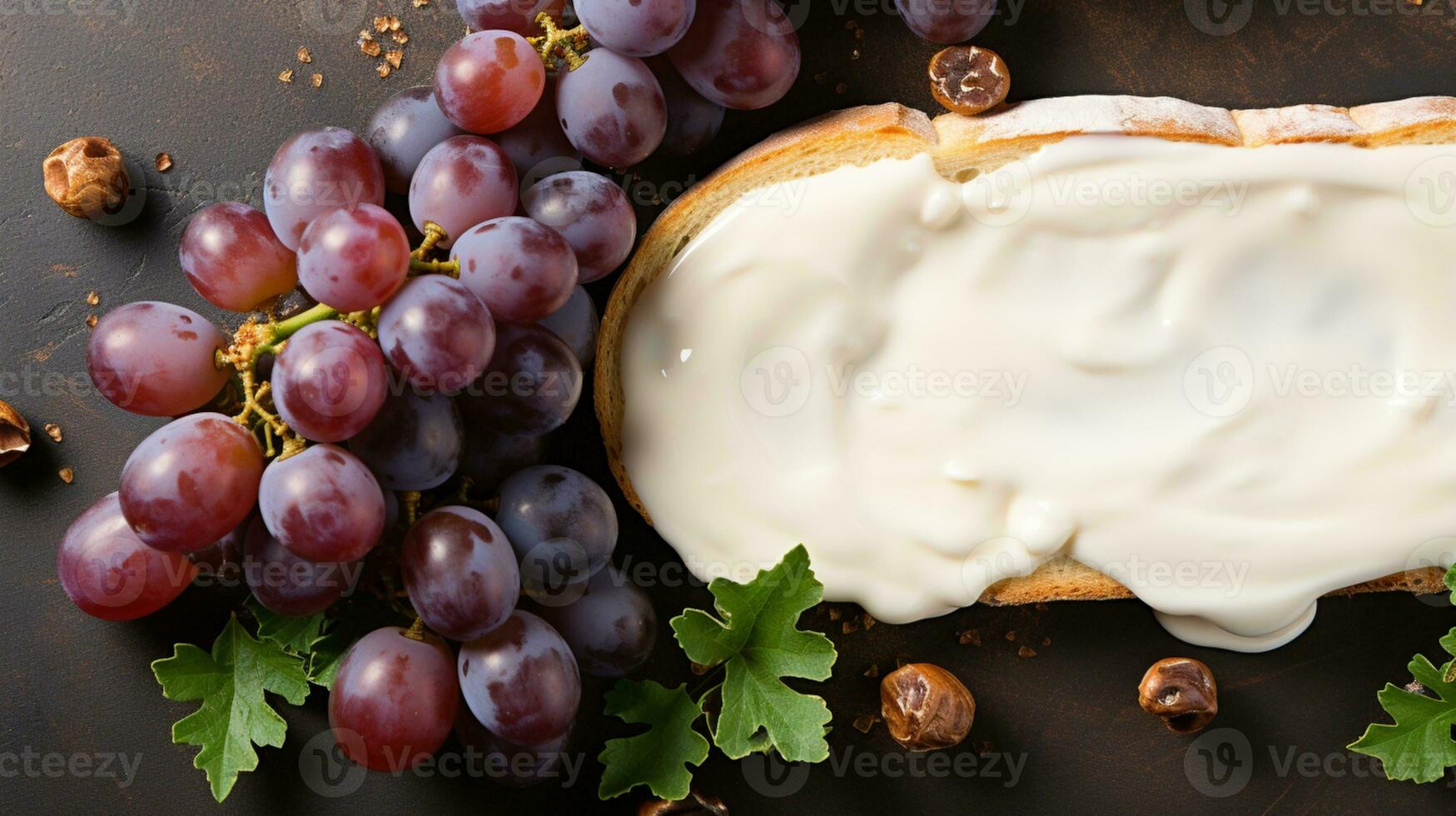 Toast bread grape sweet dessert AI Generated photo