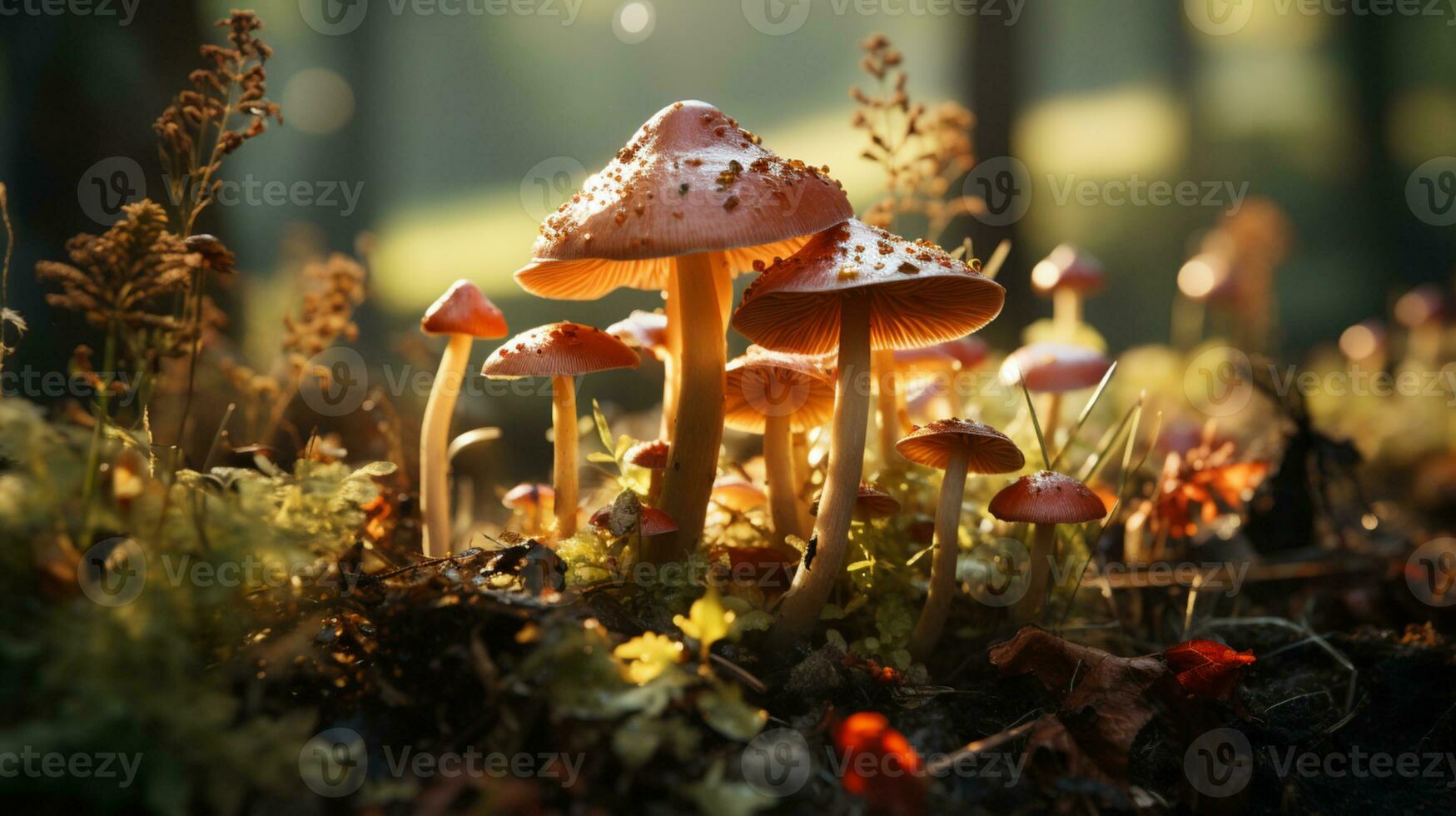 Mushroom plant background photo realistic AI generated