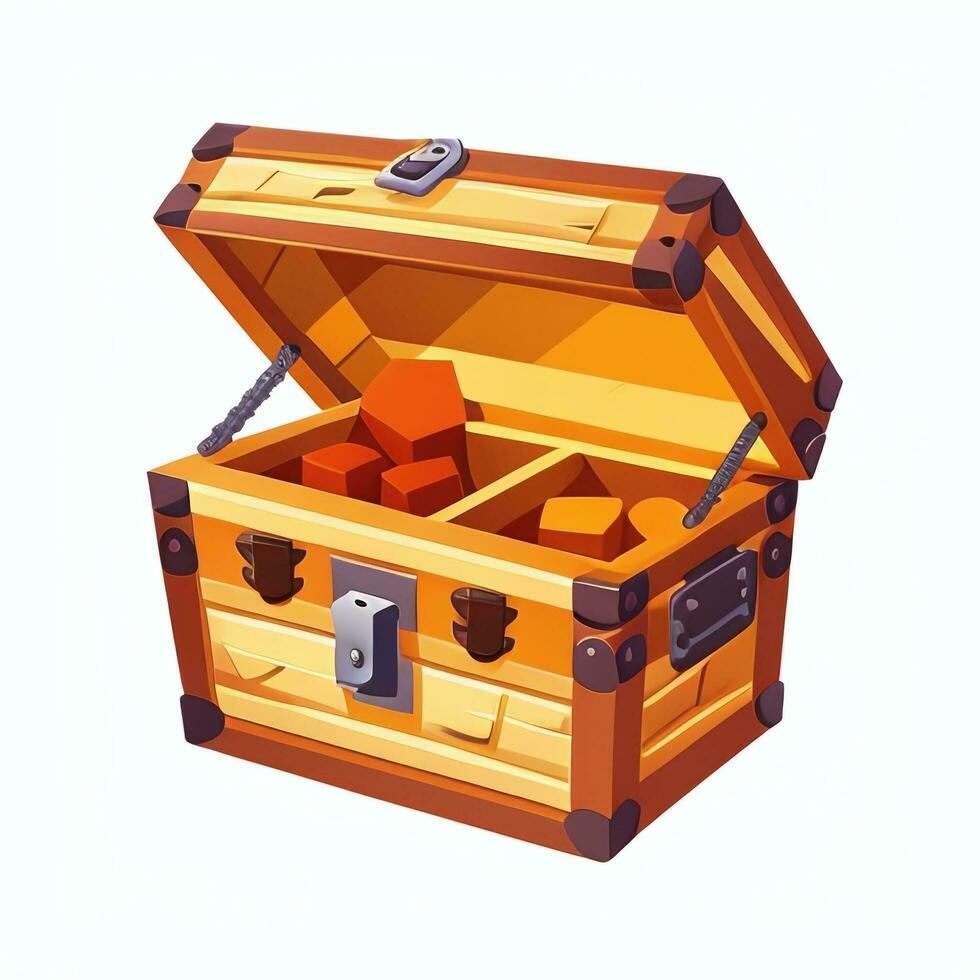 AI generated Treasure Box Game Icon Clip Art Sticker Decoration Simple Background photo