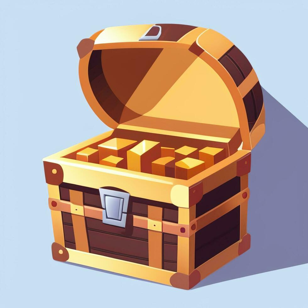 AI generated Treasure Box Game Icon Clip Art Sticker Decoration Simple Background photo