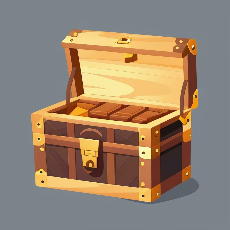 AI generated Treasure Box Game Icon Clip Art Sticker Decoration Simple Background photo