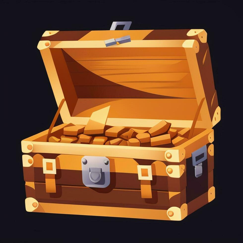 AI generated Treasure Box Game Icon Clip Art Sticker Decoration Simple Background photo