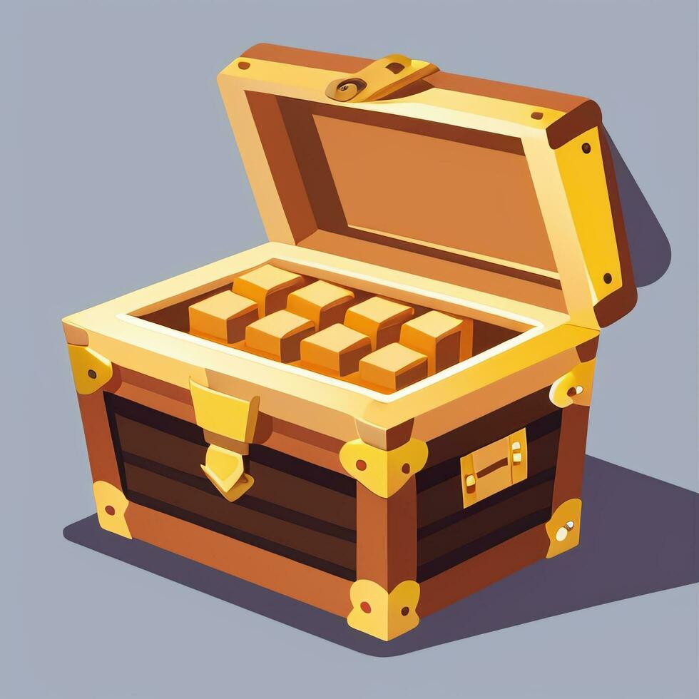 AI generated Treasure Box Game Icon Clip Art Sticker Decoration Simple Background photo