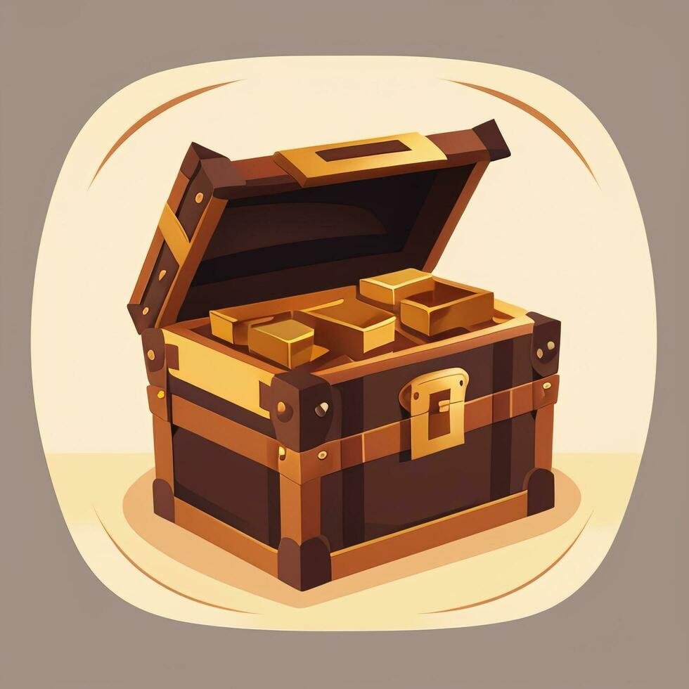 AI generated Treasure Box Game Icon Clip Art Sticker Decoration Simple Background photo