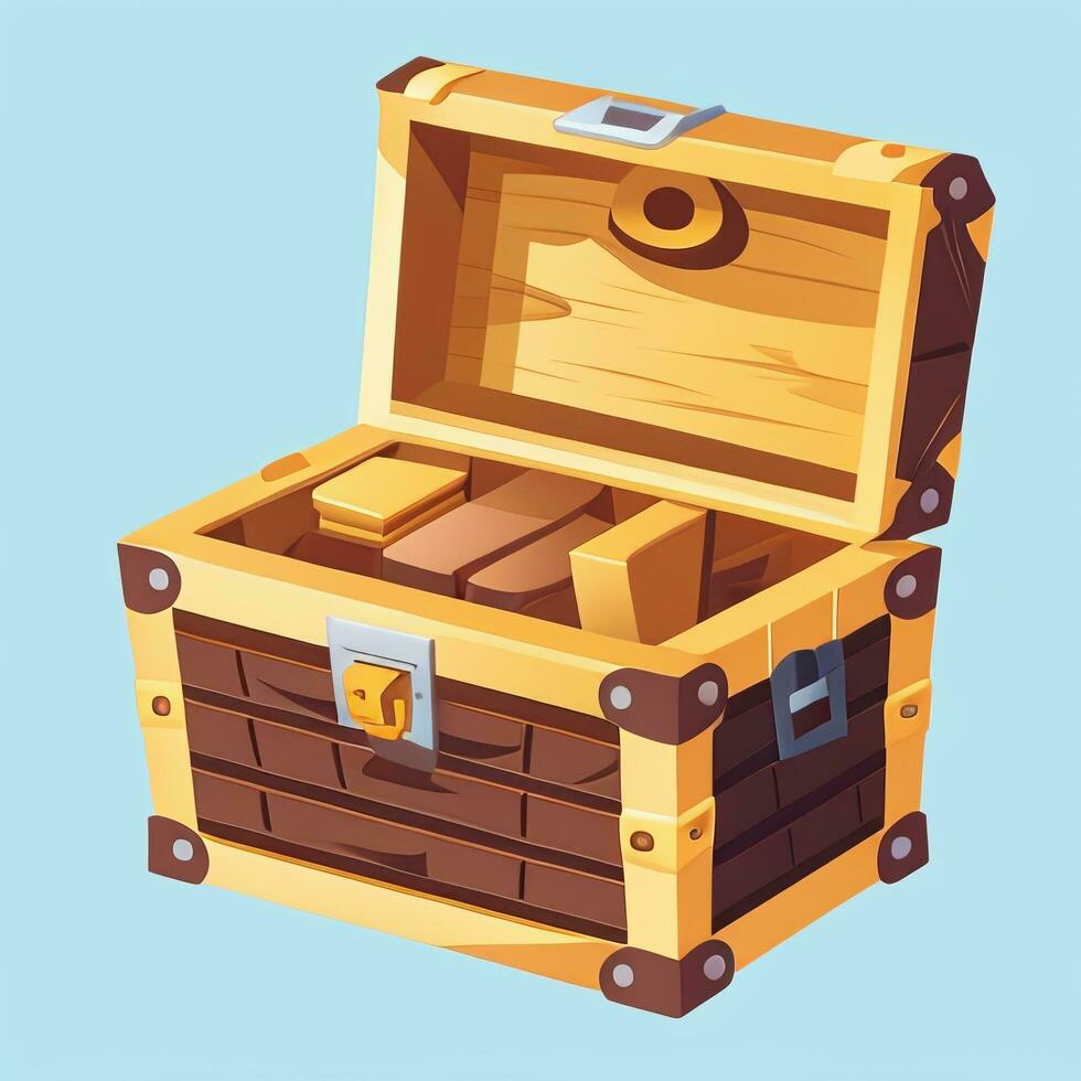 AI generated Treasure Box Game Icon Clip Art Sticker Decoration Simple Background photo