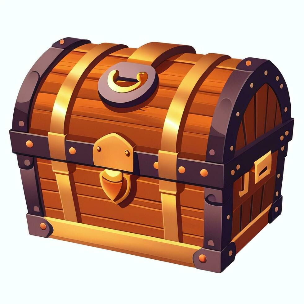 AI generated Treasure Box Game Icon Clip Art Sticker Decoration Simple Background photo