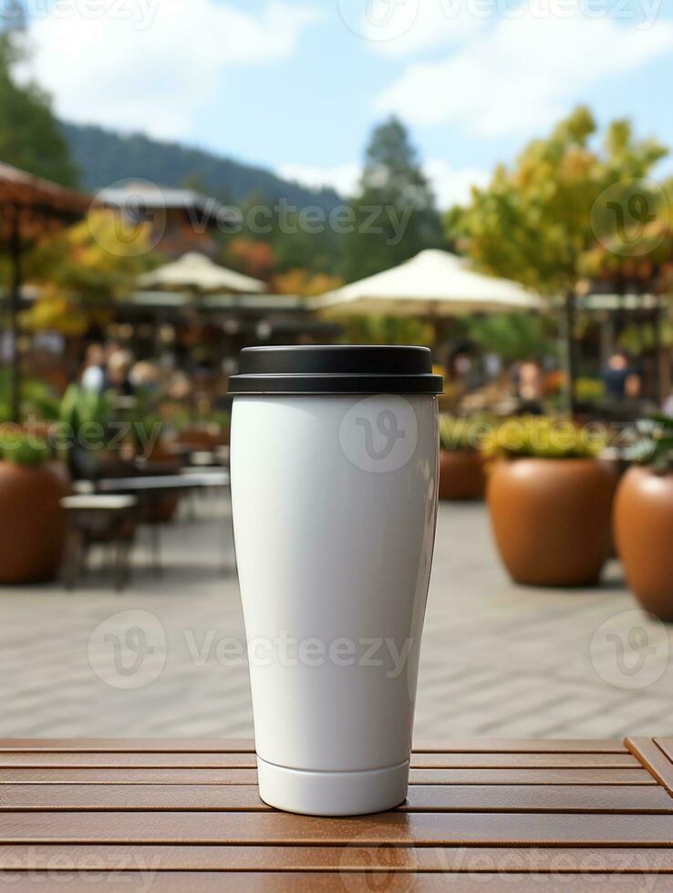 Tumbler mockup white drink travel promotion brand company ai generated photo