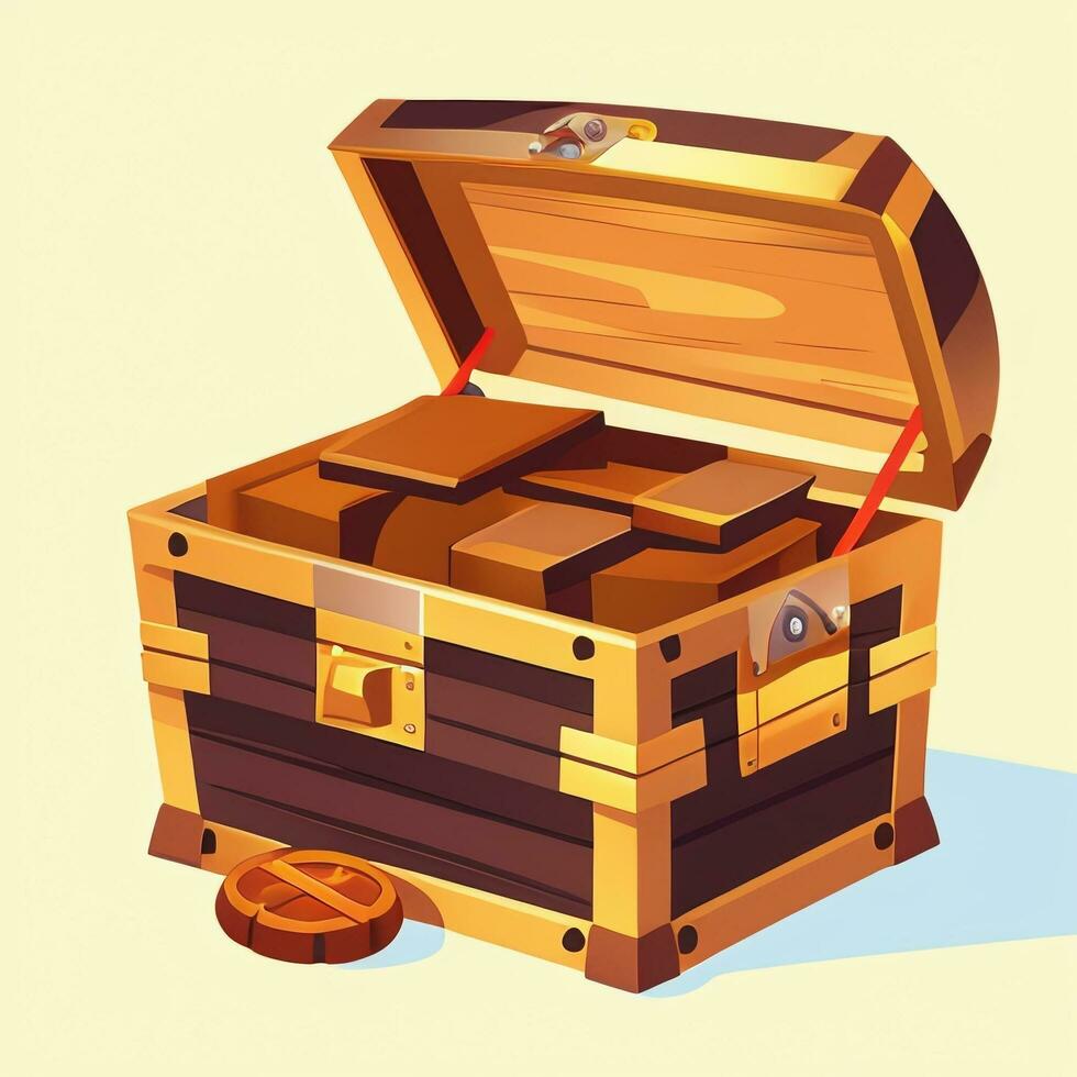 AI generated Treasure Box Game Icon Clip Art Sticker Decoration Simple Background photo