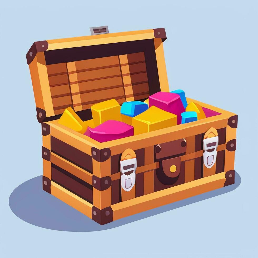 AI generated Treasure Box Game Icon Clip Art Sticker Decoration Simple Background photo