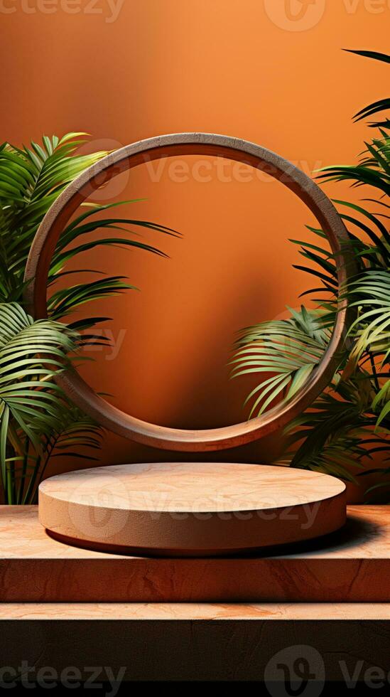 AI generated Minimalist podium stage simple show product mockup photo
