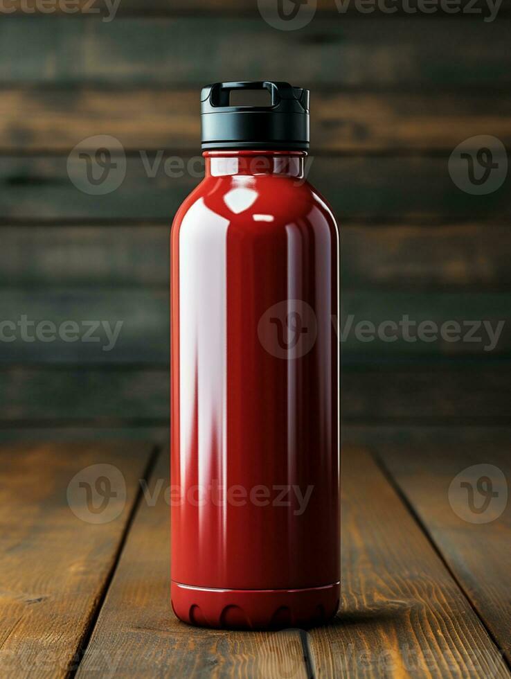 Tumbler bottle red mockup drink travel promotion brand company ai generated photo