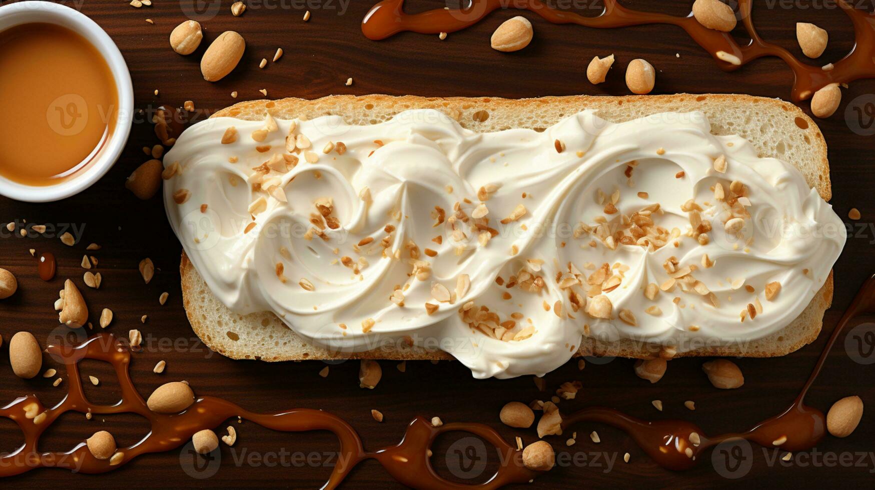 Bread toast peanut cream jam dessert AI Generated photo