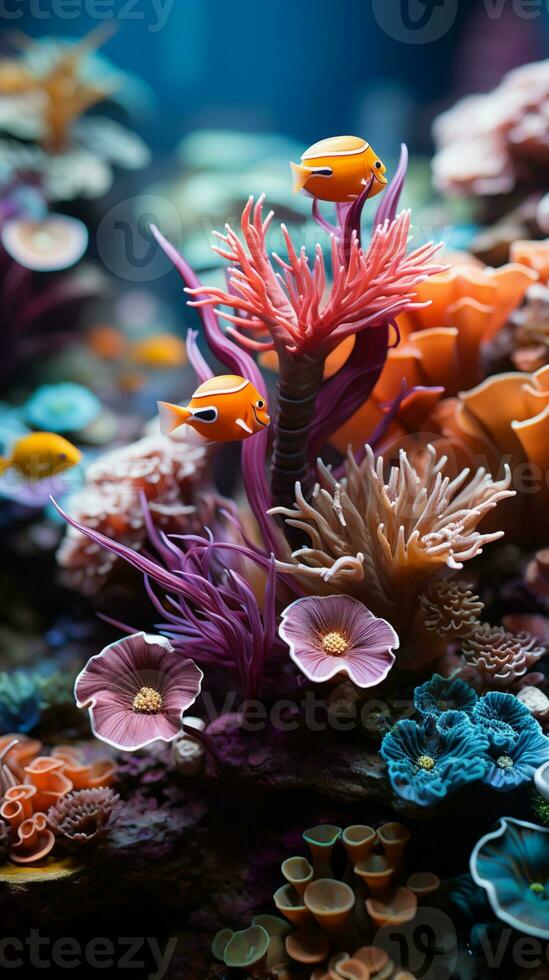 AI generated Ocean under water with coral reef photo