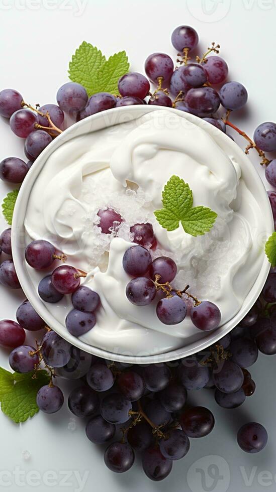 Ice cream grape and vanilla cold dessert AI generated photo