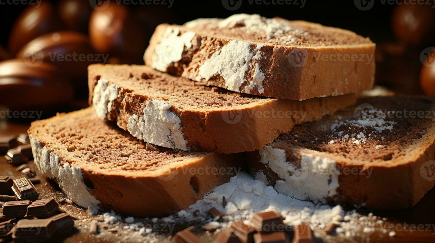 Chocolate jam bread with cream dessert snack AI generated photo