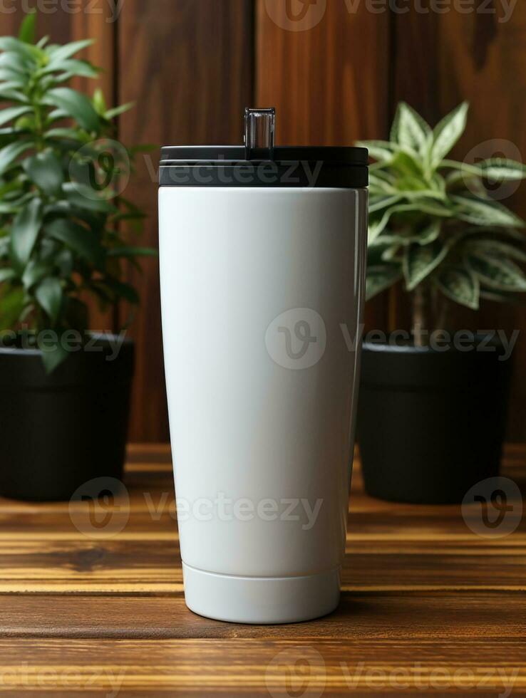 Tumbler mockup white drink travel promotion brand company ai generated photo