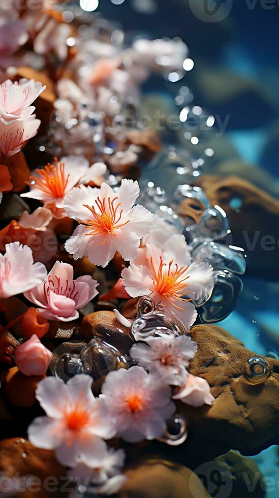 AI generated Ocean under water with coral reef photo