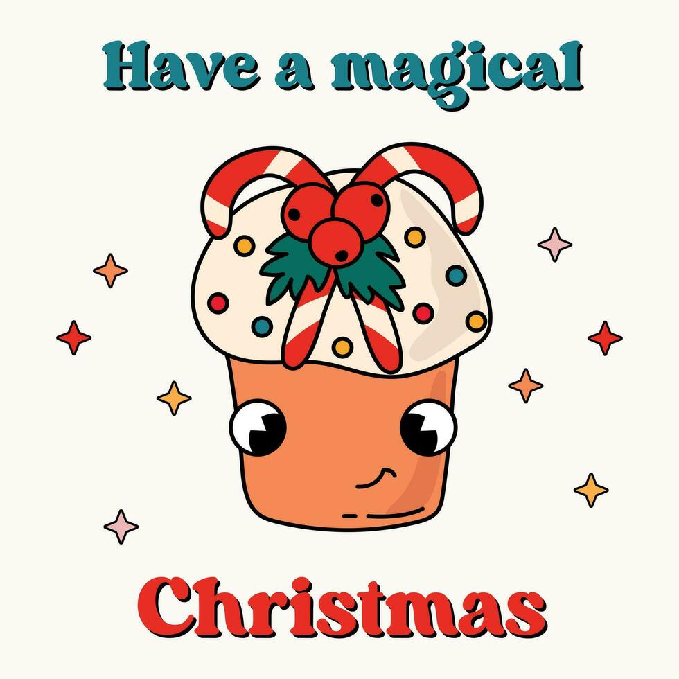 Christmas card in retro style. Have a magical Christmas. vector