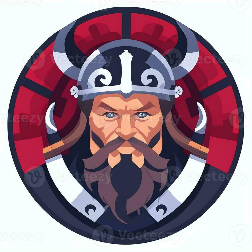 AI generated Viking Gamer Logo Avatar Clip Art Icon Sticker Decoration Simple Background photo