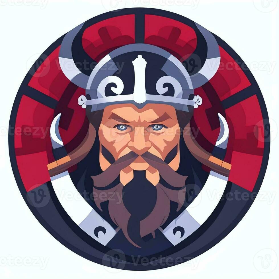 ai generado vikingo jugador logo avatar acortar Arte icono pegatina decoración sencillo antecedentes foto