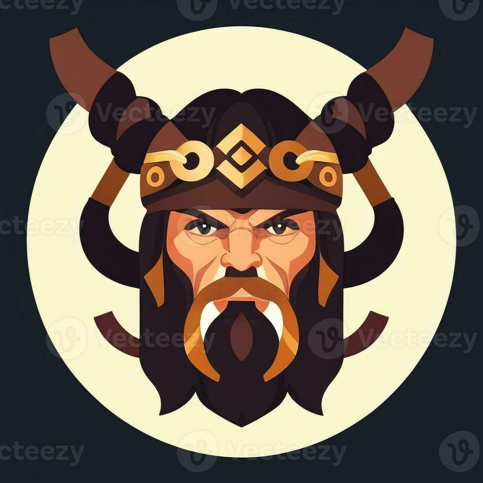 ai generado vikingo jugador logo avatar acortar Arte icono pegatina decoración sencillo antecedentes foto