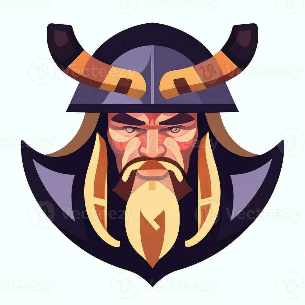 ai generado vikingo jugador logo avatar acortar Arte icono pegatina decoración sencillo antecedentes foto