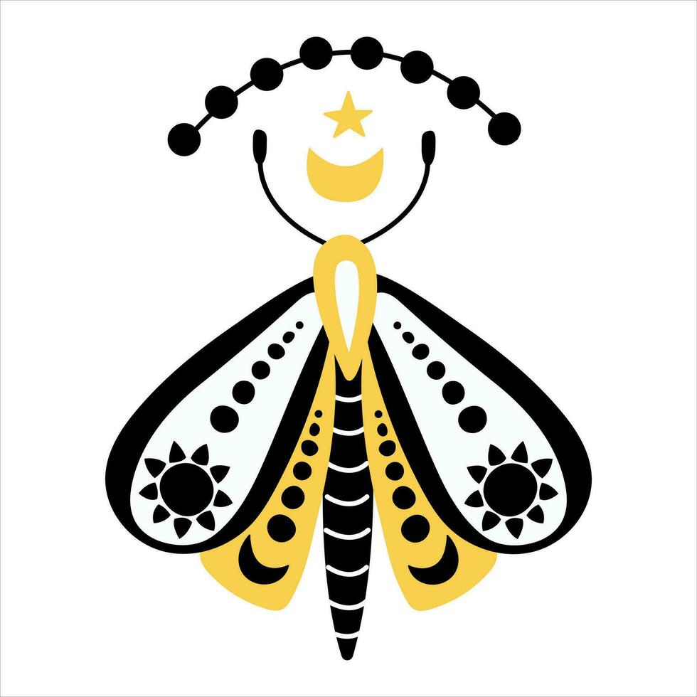 Mystical Butterfly. Boho crystal clipart vector