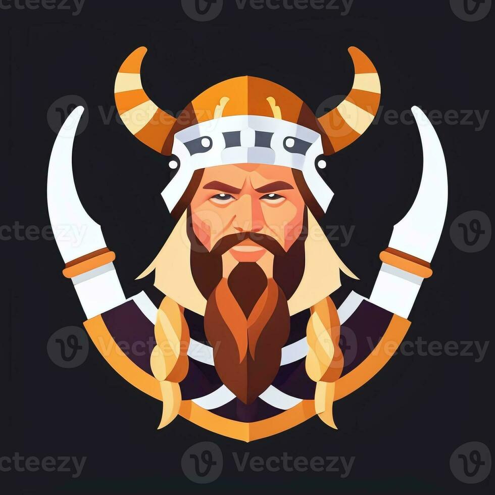 AI generated Viking Gamer Logo Avatar Clip Art Icon Sticker Decoration Simple Background photo