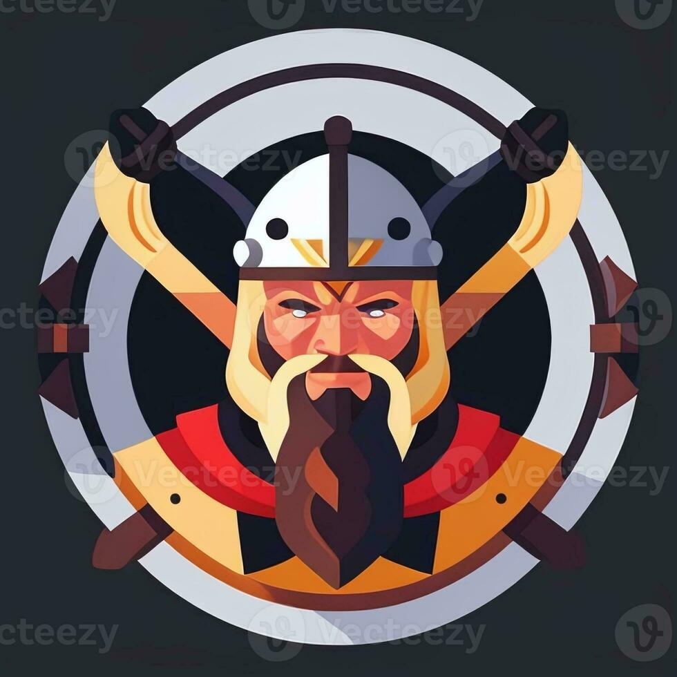 ai generado vikingo jugador logo avatar acortar Arte icono pegatina decoración sencillo antecedentes foto