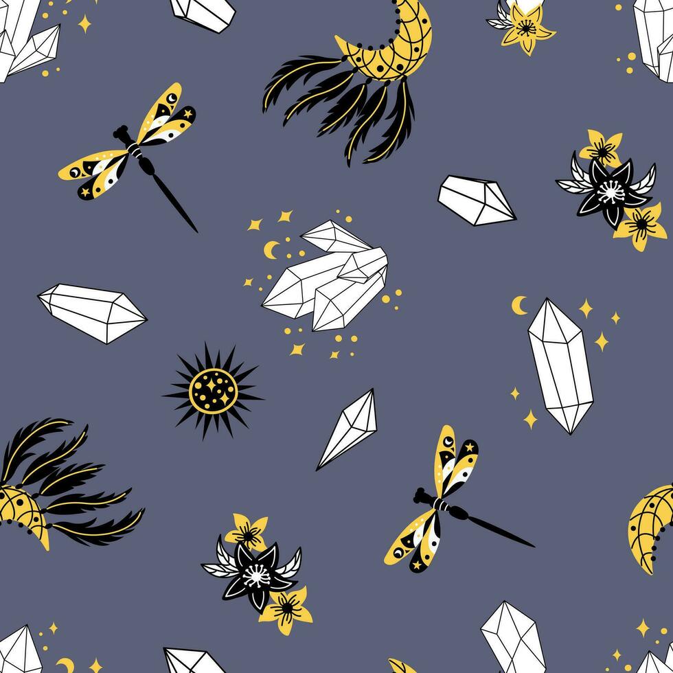 Seamless pattern in boho style. Design for fabric, textile, wallpaper, packaging. vector