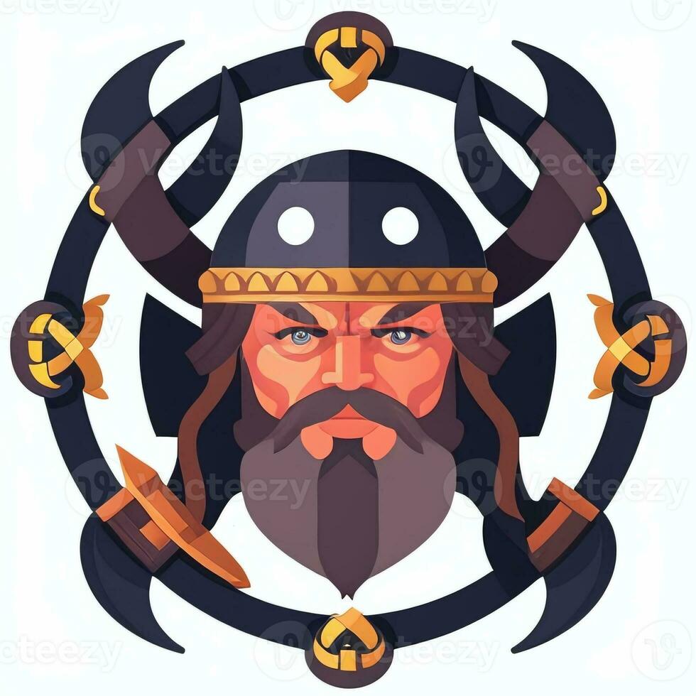 AI generated Viking Gamer Logo Avatar Clip Art Icon Sticker Decoration Simple Background photo