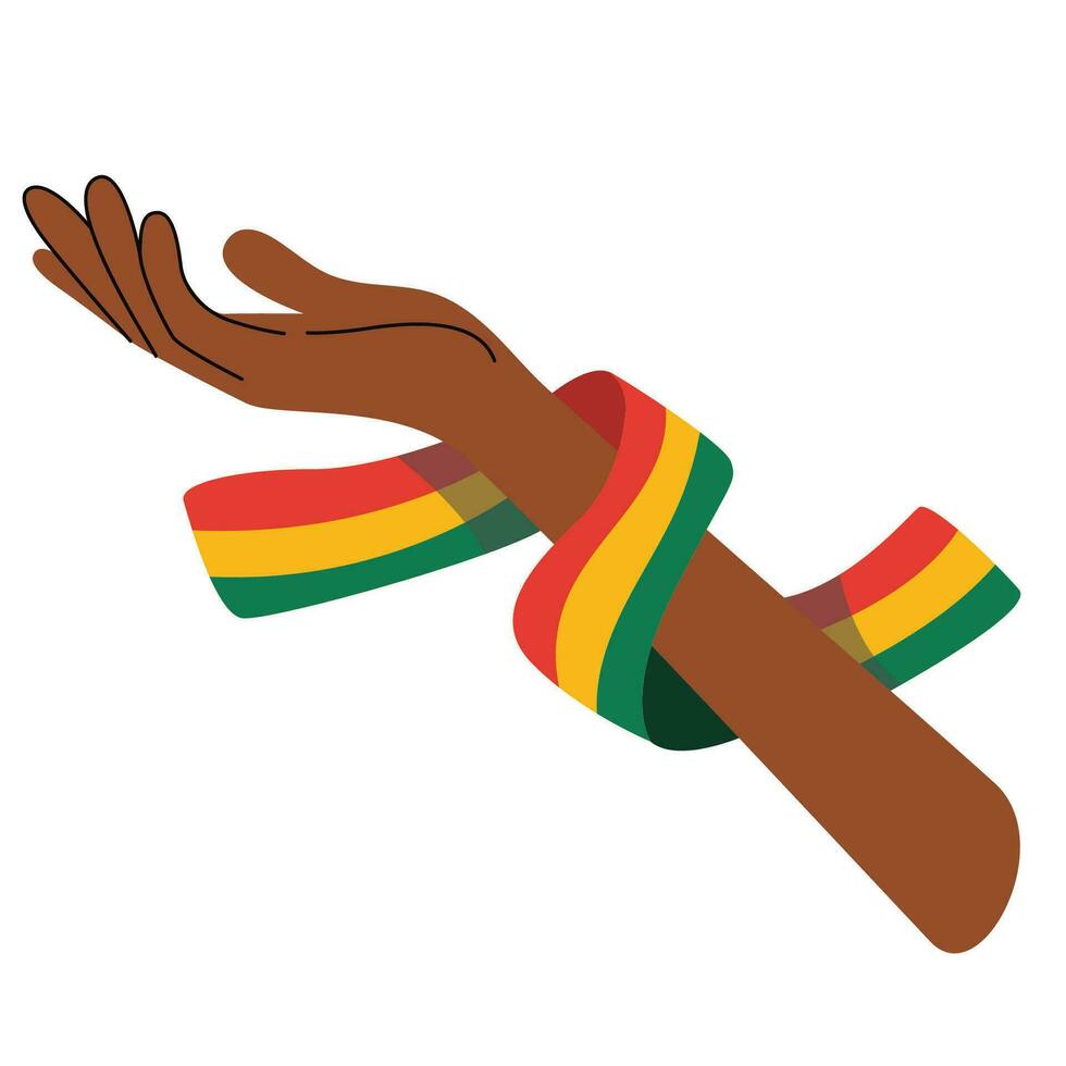 Hand with ribbon. Black History Month. African American History. Perfect for a social media post, poster, cover or postcard. vector