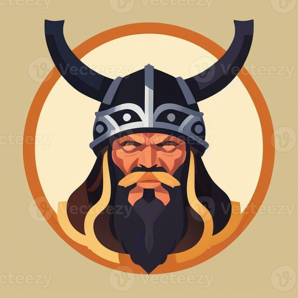 ai generado vikingo jugador logo avatar acortar Arte icono pegatina decoración sencillo antecedentes foto