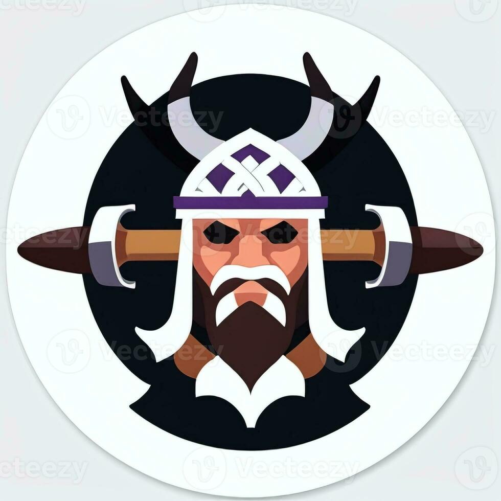 ai generado vikingo jugador logo avatar acortar Arte icono pegatina decoración sencillo antecedentes foto