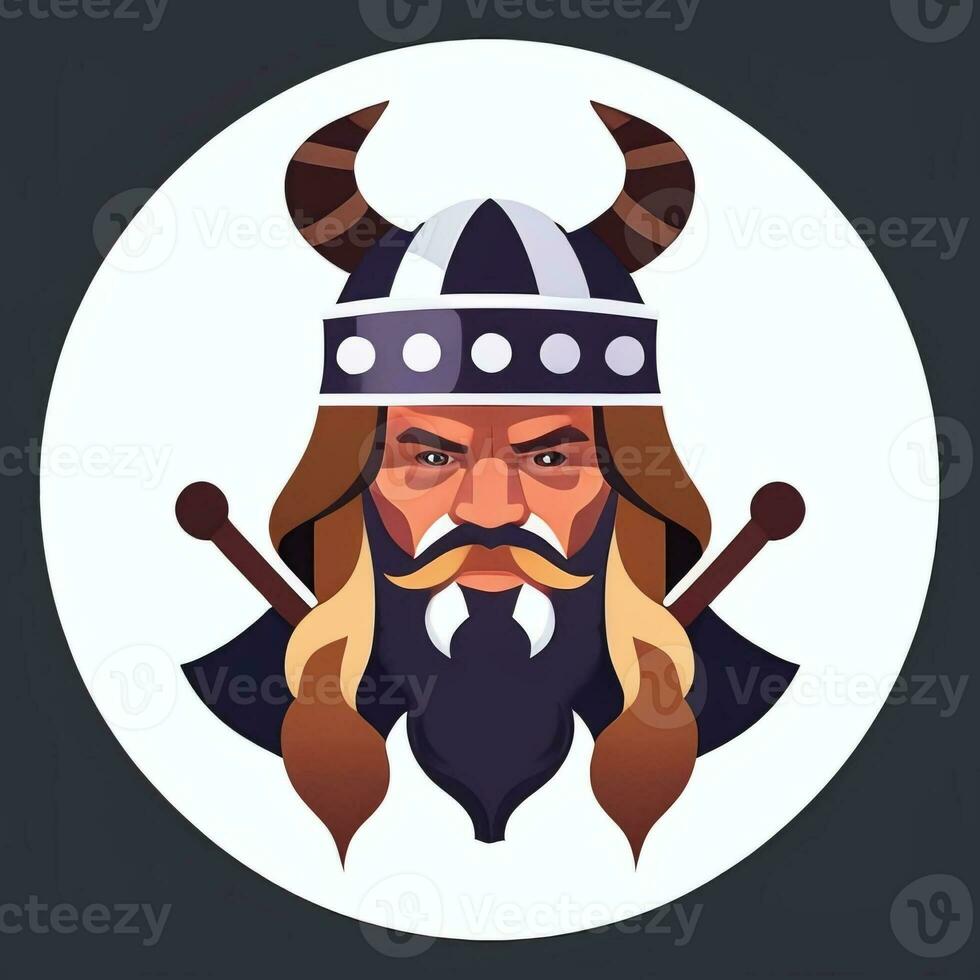 AI generated Viking Gamer Logo Avatar Clip Art Icon Sticker Decoration Simple Background photo