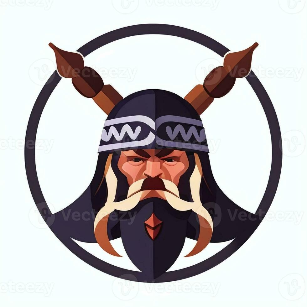 AI generated Viking Gamer Logo Avatar Clip Art Icon Sticker Decoration Simple Background photo