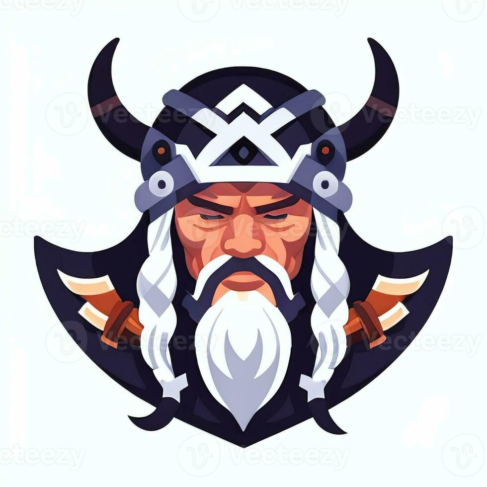 ai generado vikingo jugador logo avatar acortar Arte icono pegatina decoración sencillo antecedentes foto