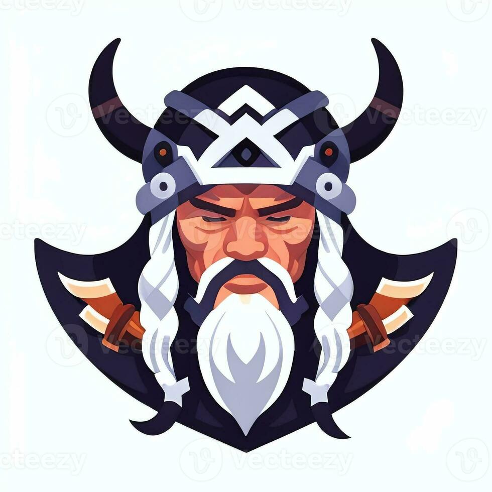 AI generated Viking Gamer Logo Avatar Clip Art Icon Sticker Decoration Simple Background photo