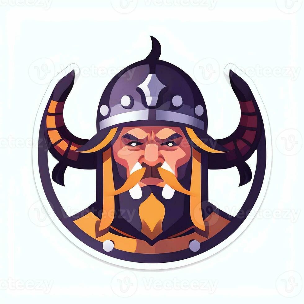 AI generated Viking Gamer Logo Avatar Clip Art Icon Sticker Decoration Simple Background photo