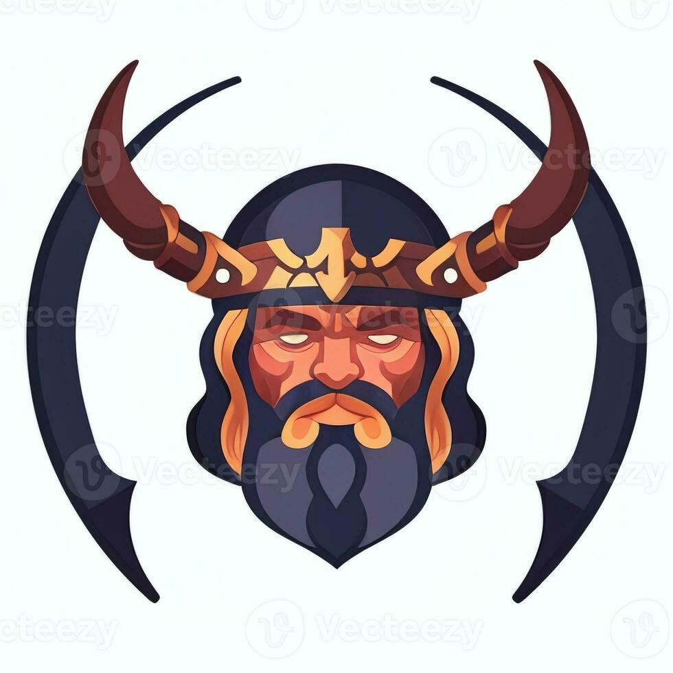 AI generated Viking Gamer Logo Avatar Clip Art Icon Sticker Decoration Simple Background photo