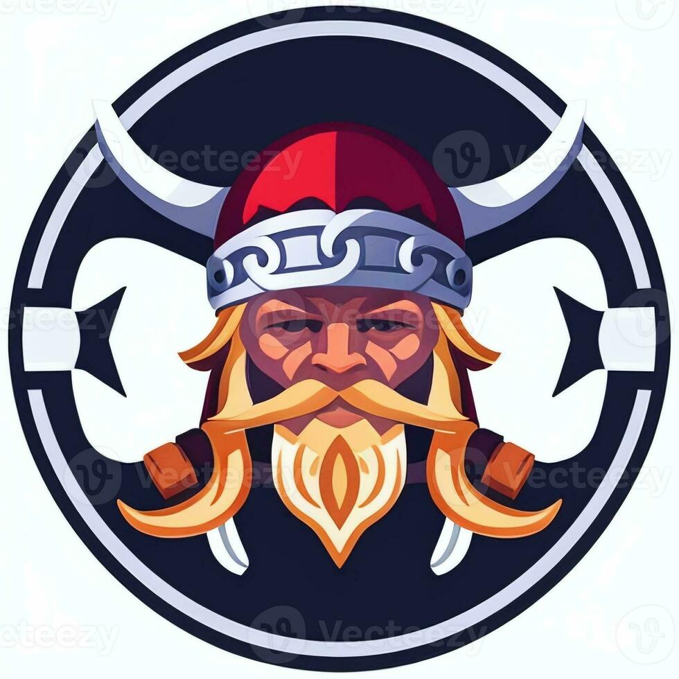 ai generado vikingo jugador logo avatar acortar Arte icono pegatina decoración sencillo antecedentes foto