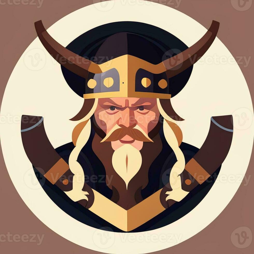 ai generado vikingo jugador logo avatar acortar Arte icono pegatina decoración sencillo antecedentes foto