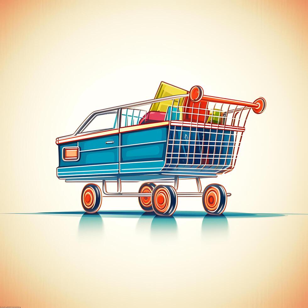 AI generated shop basket cart car photo