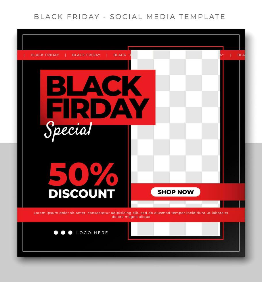 black friday fashion sale social media post template feed design, event promotion vector red banner